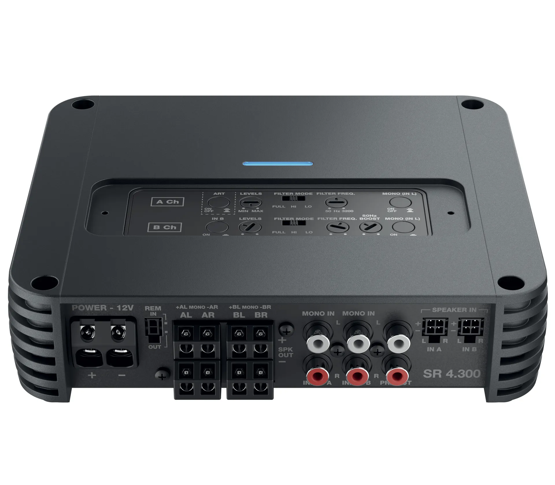 Audison SR 4.300 – Amply 4 kênh nhỏ gọn, mạnh mẽ cho hệ loa toàn dải