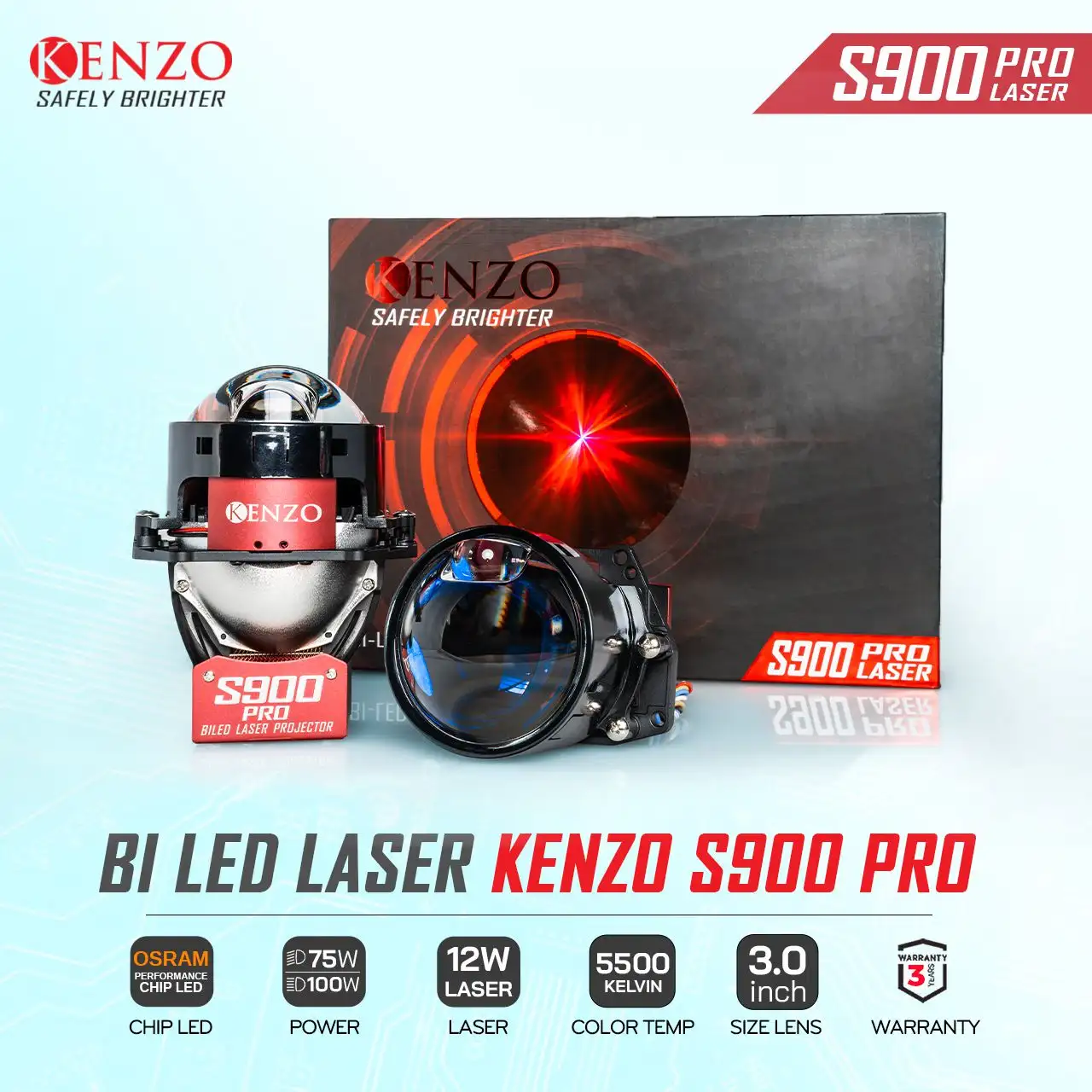Bi LED Laser Kenzo S900 Pro – Bi LED Laser Hiệu Suất Cao Công Nghệ Mới