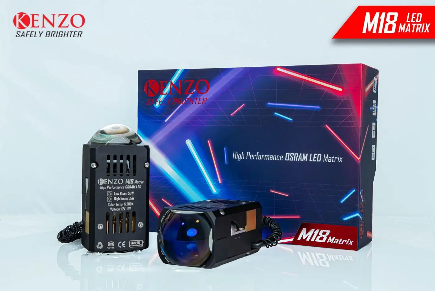 Bi LED Mini Kenzo M18 Matrix – Bi LED Mini Projector Ánh Sáng Mạnh Mẽ