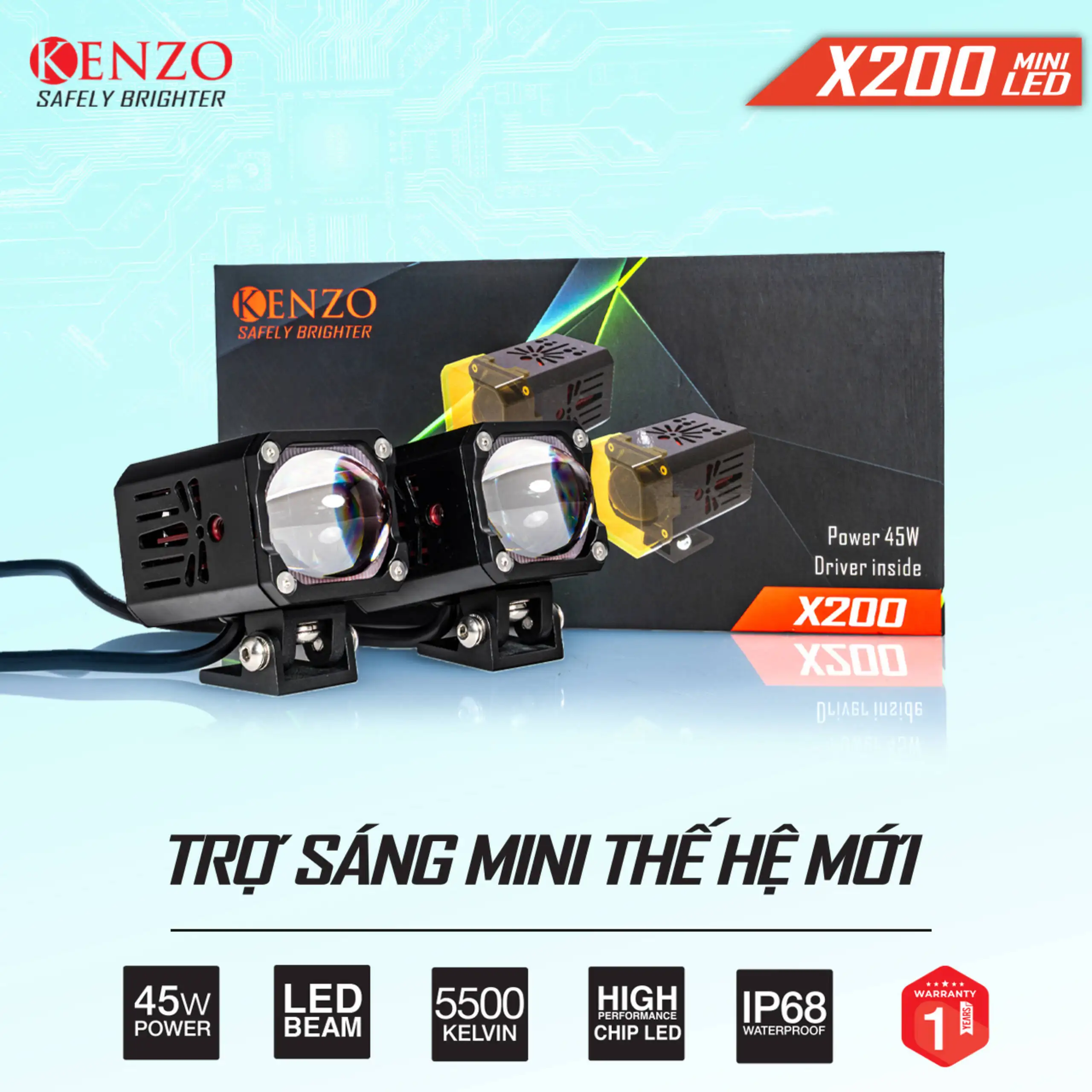 Đèn Trợ Sáng Kenzo X200 – Đèn Trợ Sáng Mini Công Suất Cao