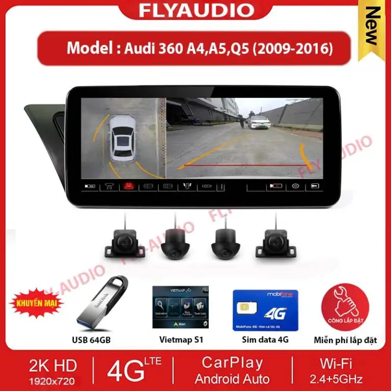 MÀN HÌNH FLY AUDIO 360 AUDI A4,A5,Q5 (2009-2016)