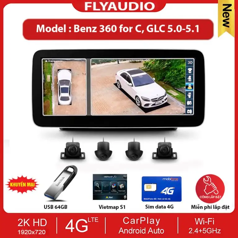 MÀN HÌNH LIỀN CAMERA 360 ĐỘ MERCEDES C, GLC (2015-2020)