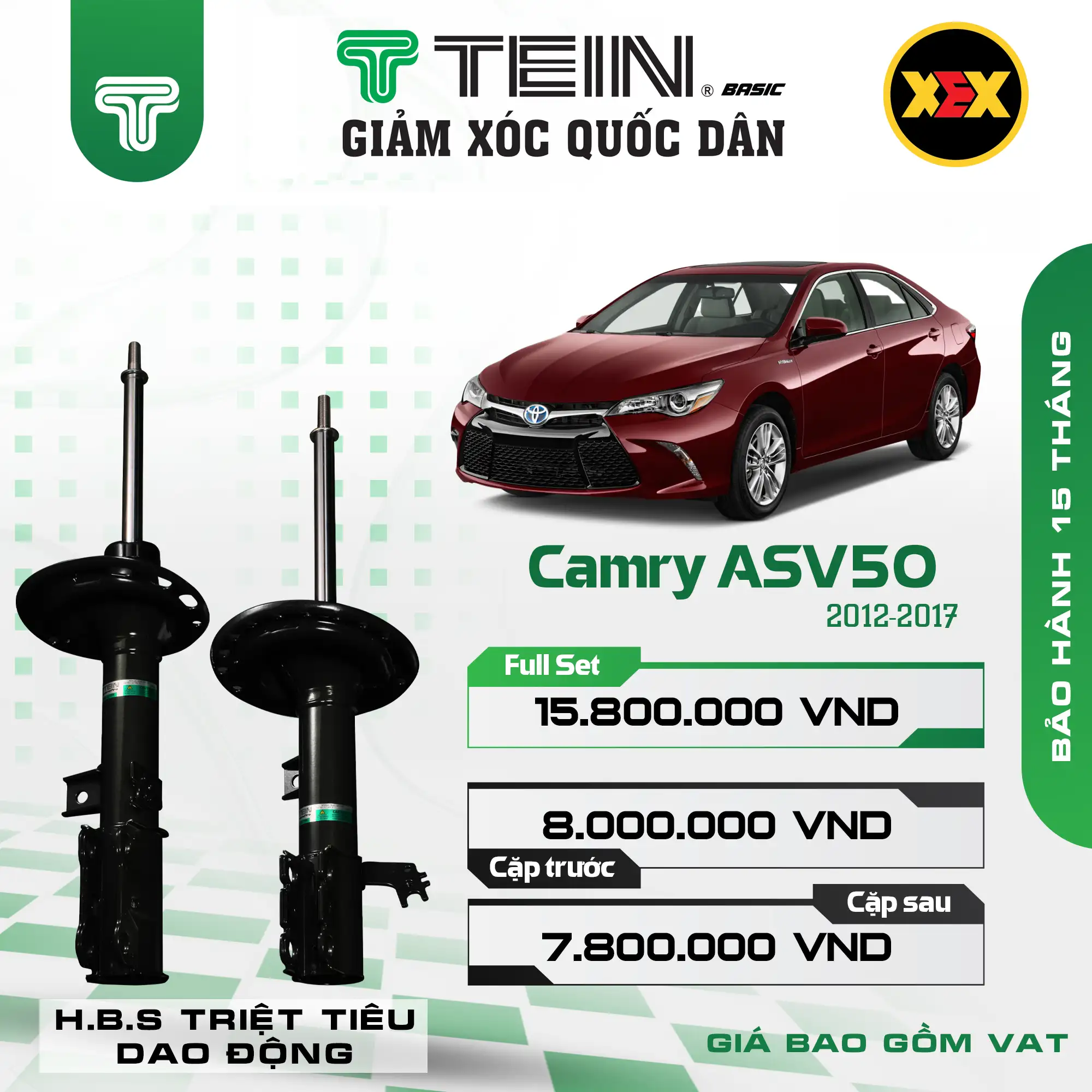 GIẢM XÓC CHO XE TOYOTA CAMRY ASV50 (2012-2017) TEIN BASIC