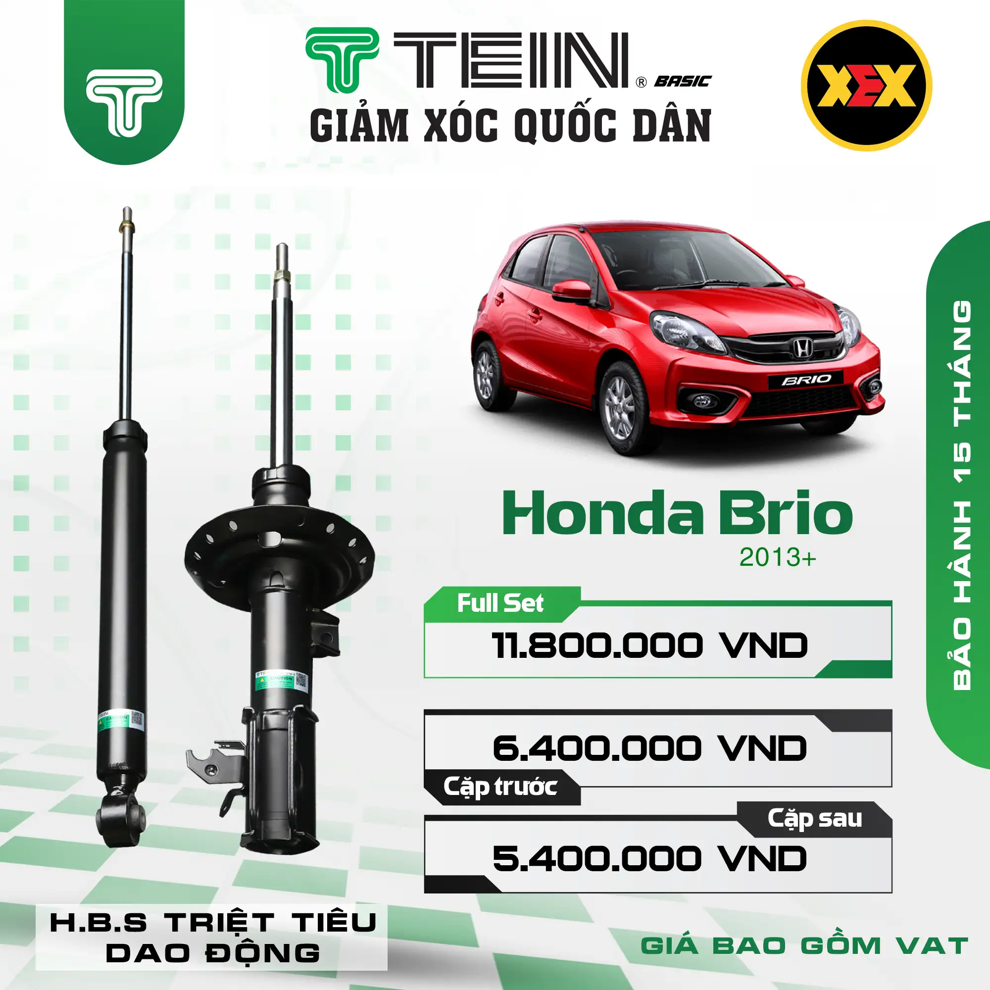 GIẢM XÓC CHO XE HONDA BRIO (2013+) TEIN BASIC