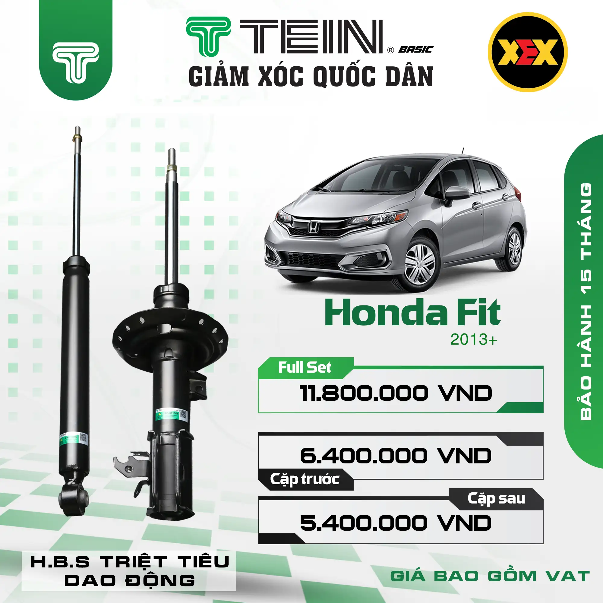 GIẢM XÓC CHO XE HONDA FIT (2013+) TEIN BASIC