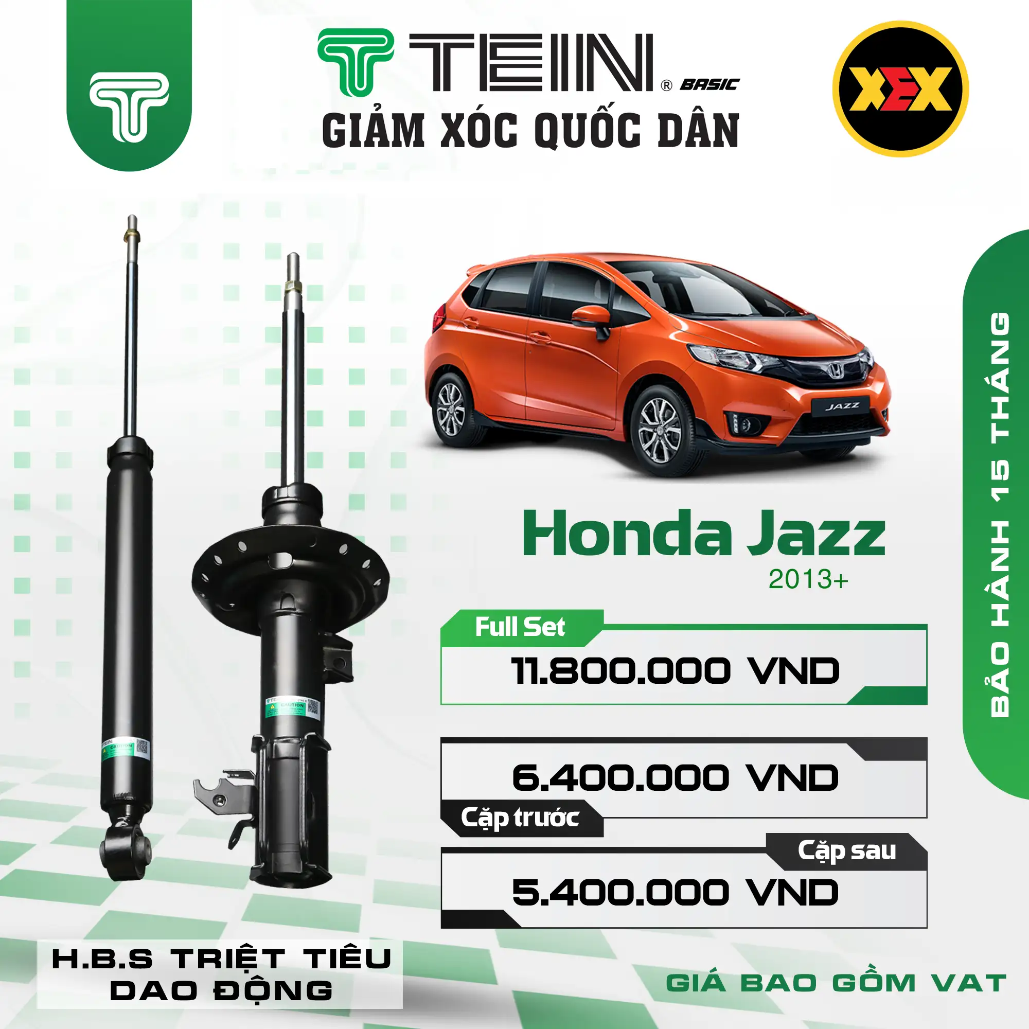 GIẢM XÓC CHO XE HONDA JAZZ (2013+) TEIN BASIC