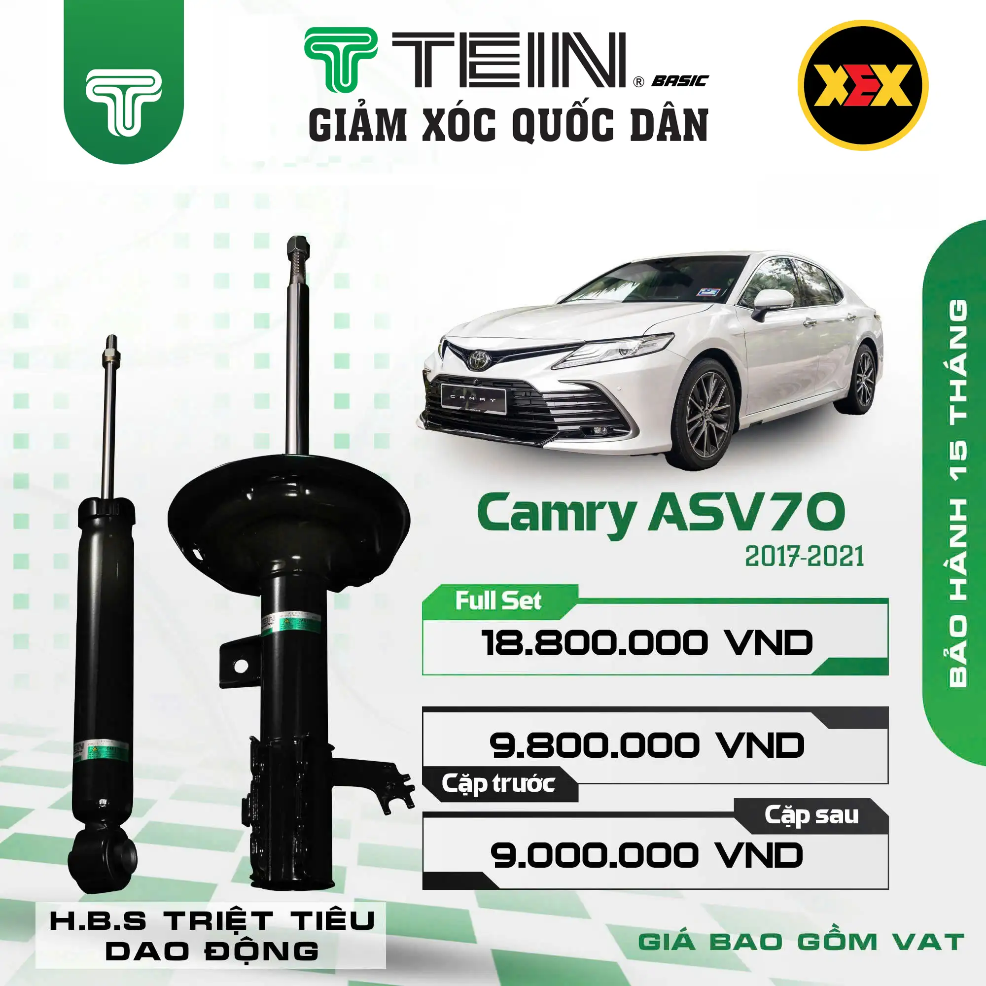 GIẢM XÓC CHO XE TOYOTA CAMRY ASV70 (2017-2022) TEIN BASIC