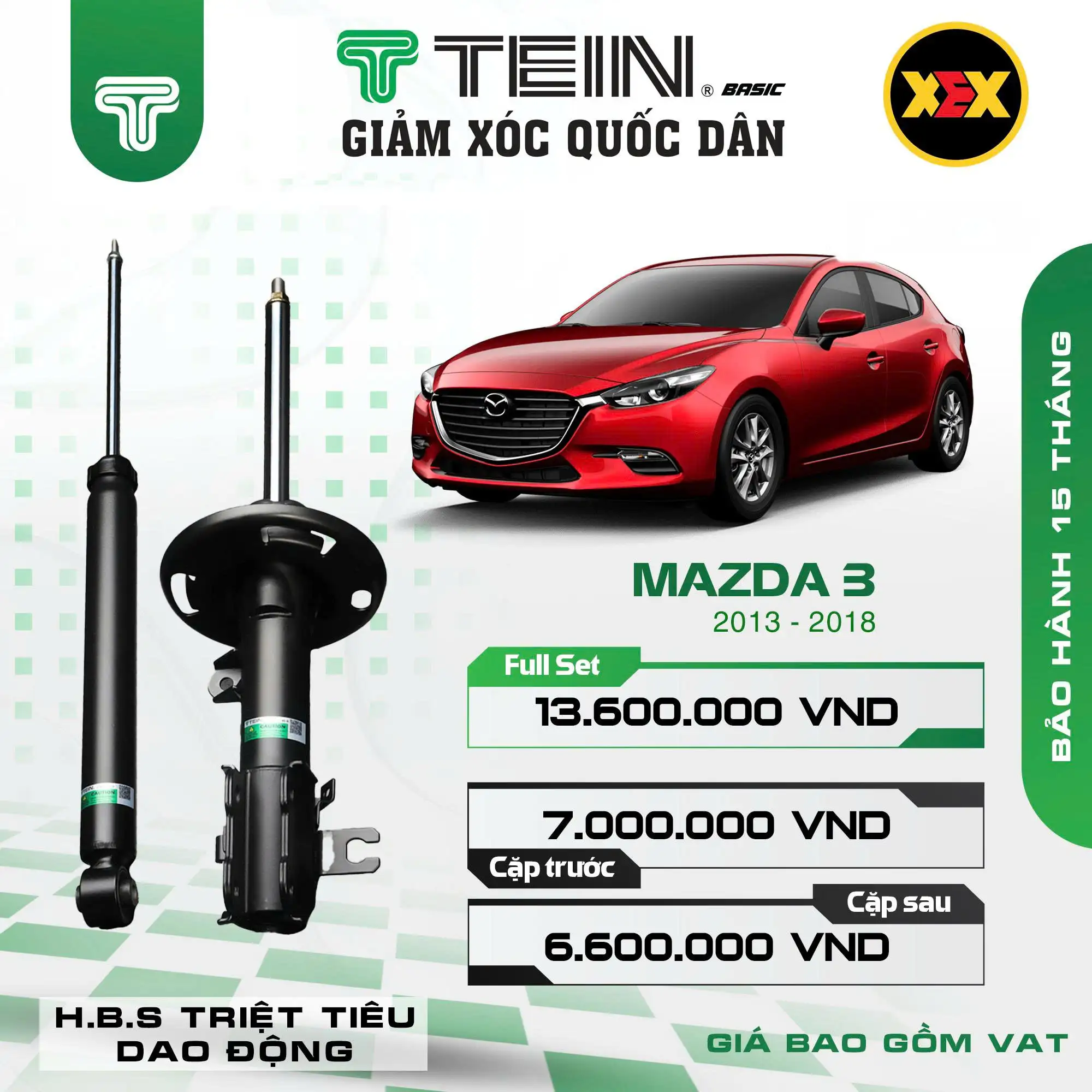 GIẢM XÓC CHO XE MAZDA 3 (2013+) TEIN BASIC