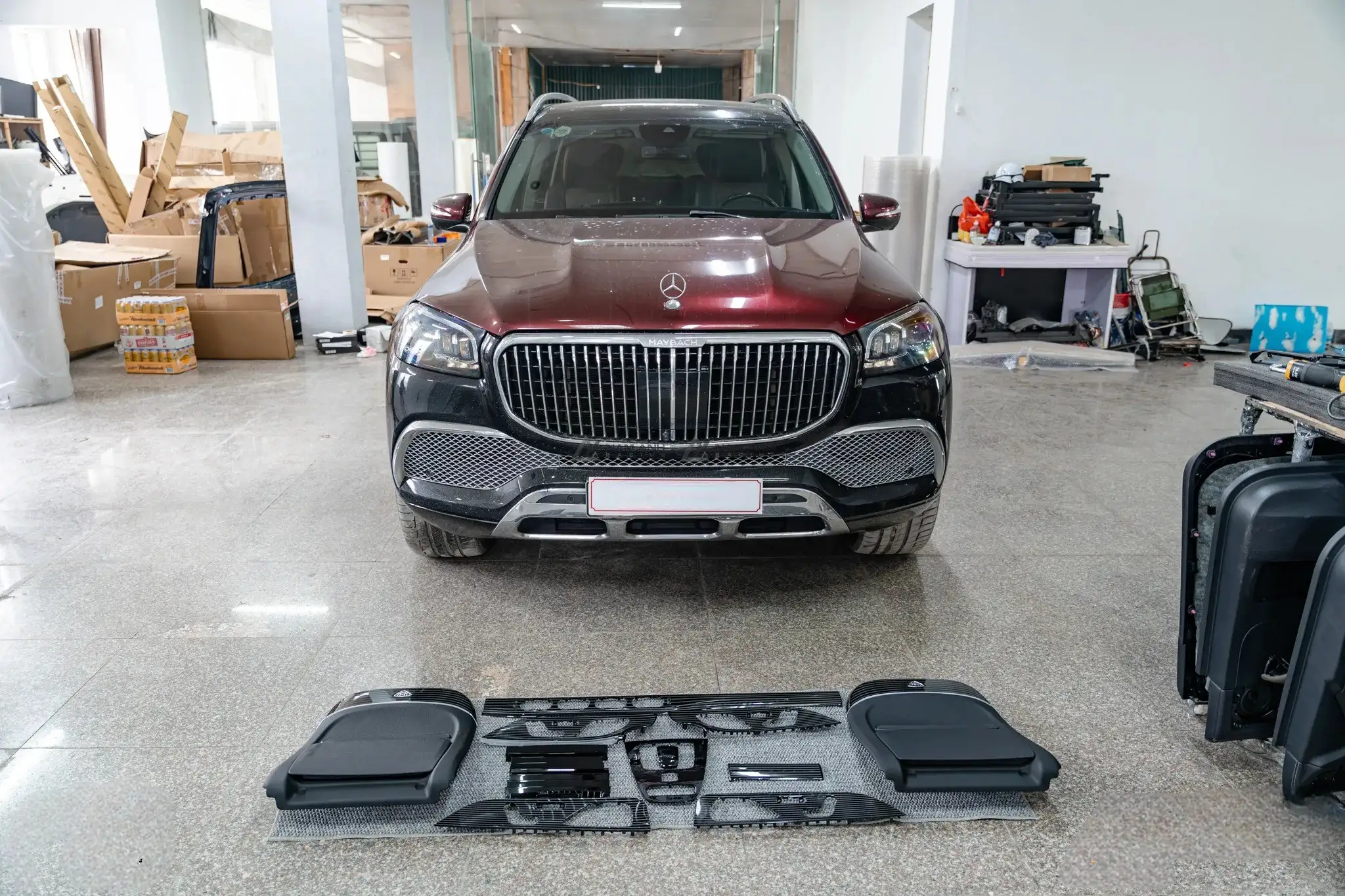 NÂNG CẤP XE MERCEDES GL450, LẮP TRIMS PIANO BLACK MAYBACH, BODYKIT MAYBACH, GHẾ VIP 6 CHỖ