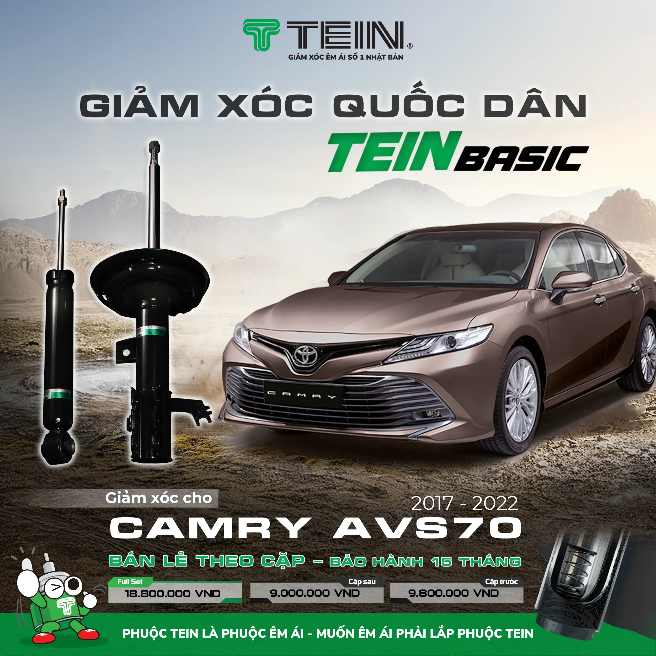 GIẢM XÓC CHO XE TOYOTA CAMRY ASV70 (2017-2022) TEIN BASIC