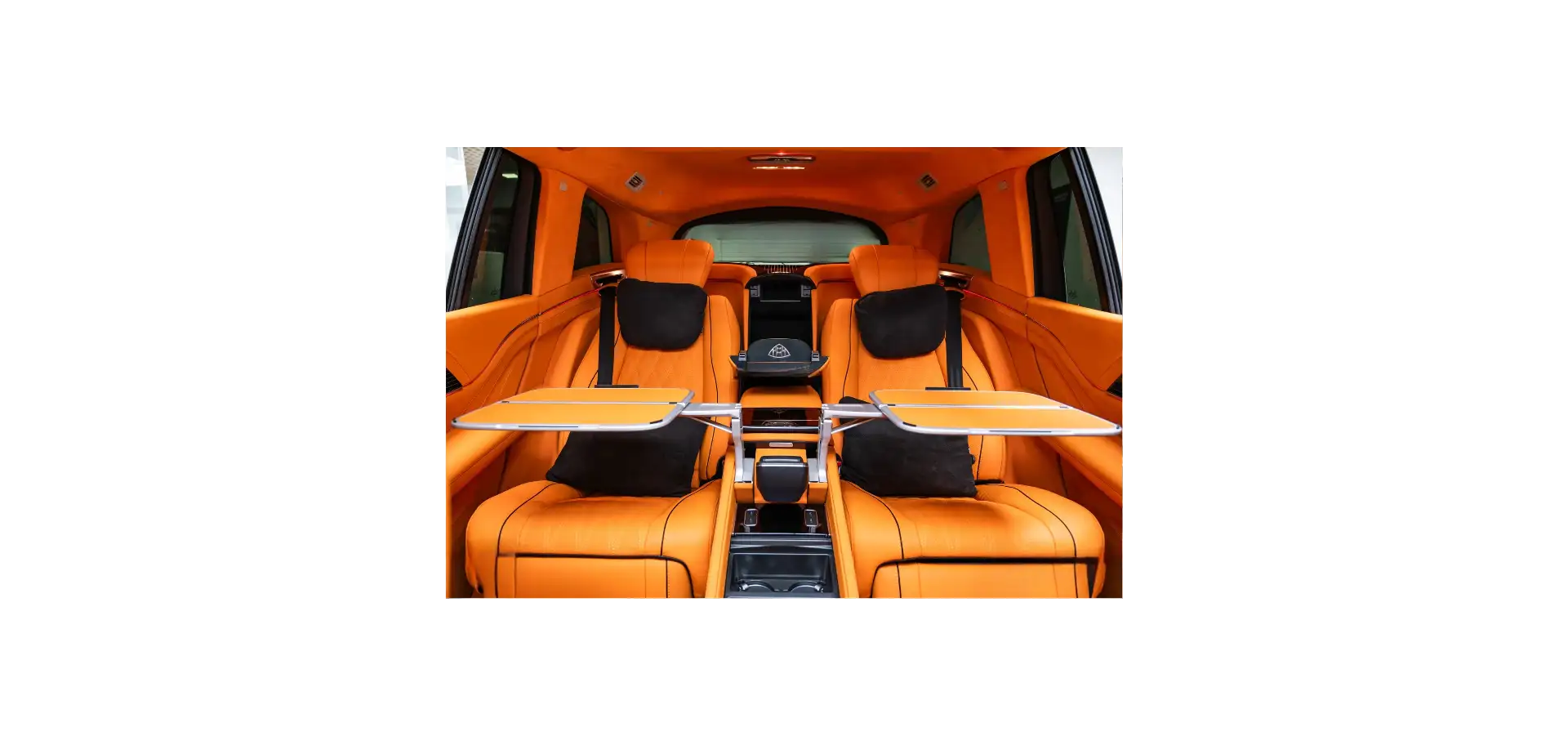 Nâng cấp Mercedes GLS450, Lắp Nội Thất Maybach 4 Ghế Cam Hermes, Bậc Điện