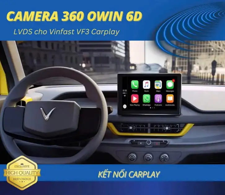 Camera 360 Owin LVDS cho xe VinFast VF3 Carplay
