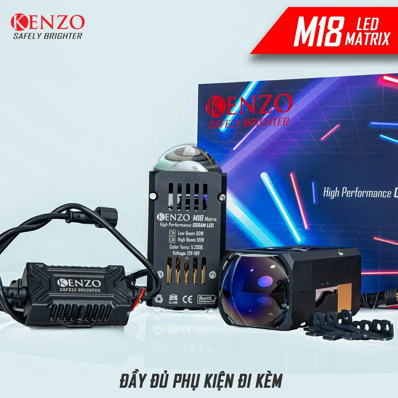 Bi LED Mini Kenzo M18 Matrix – Bi LED Mini Projector Ánh Sáng Mạnh Mẽ