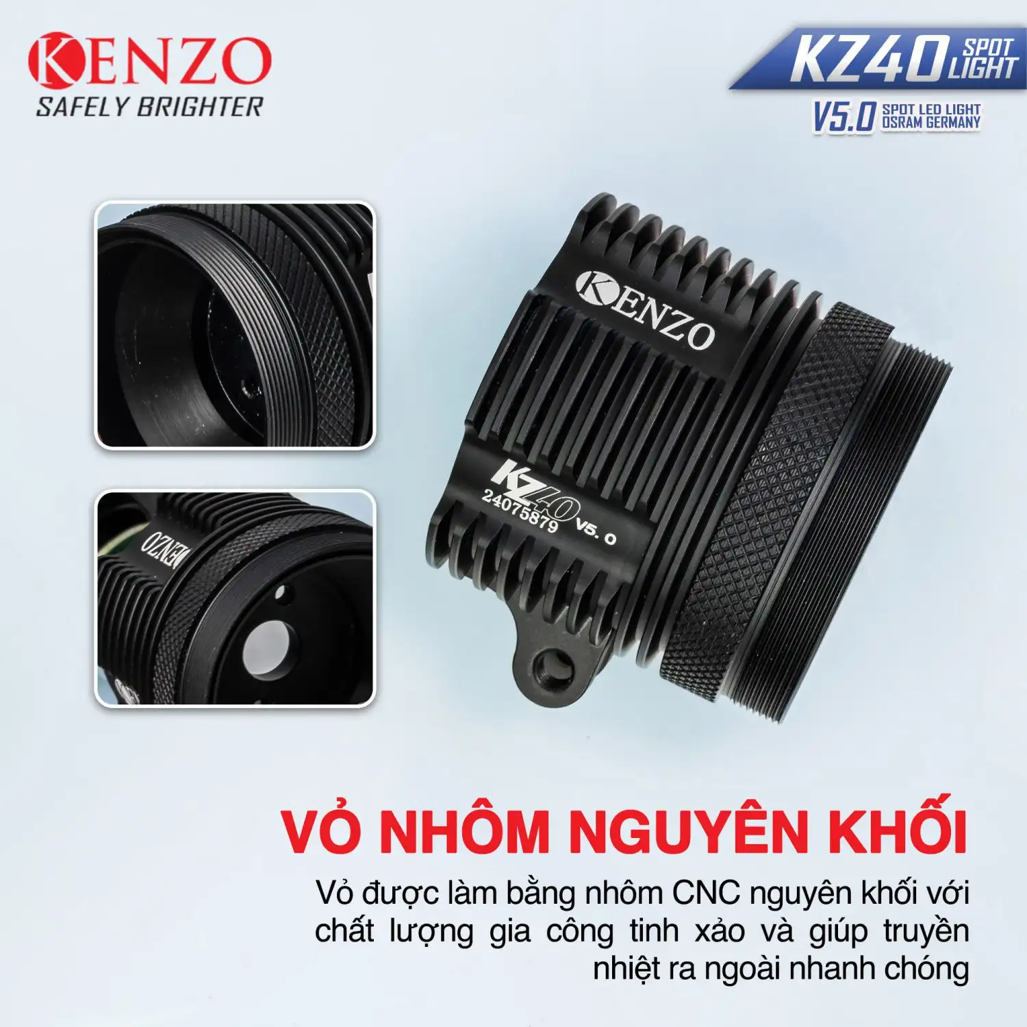Đèn Trợ Sáng Pha Kenzo KZ40 V5.0 – Trợ Sáng Thế Hệ Mới Chiếu Xa Vượt Trội