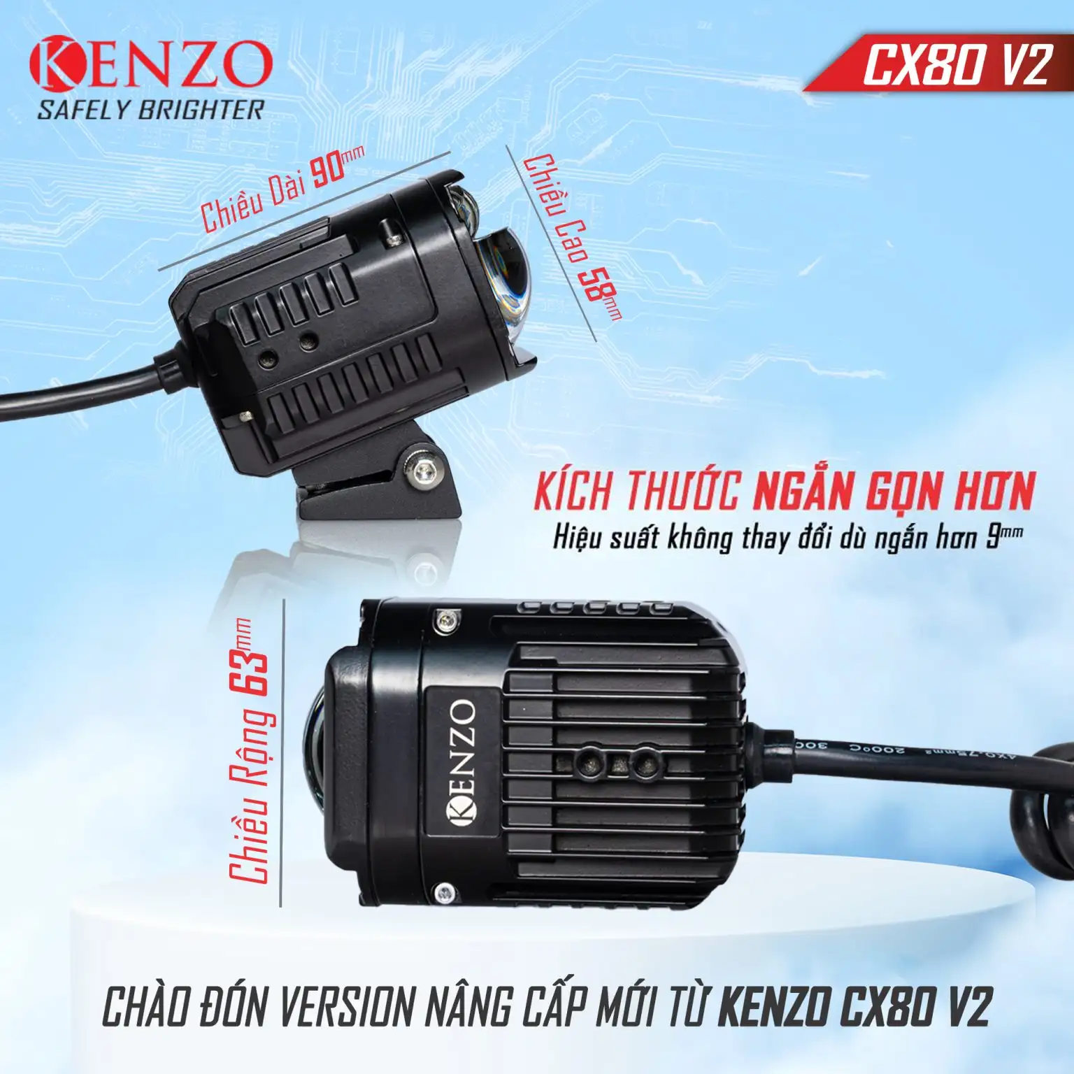 Bi Cầu Trợ Sáng Kenzo CX80 V2 – Bi LED Trợ Sáng Công Suất Cao