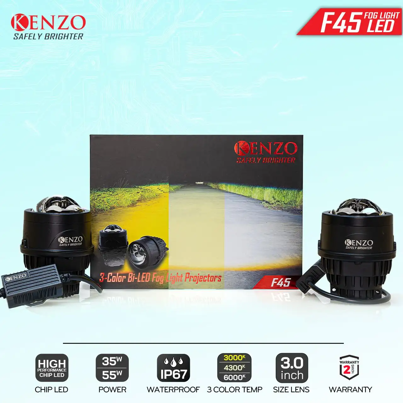 Bi LED Gầm Kenzo F45 – Bi Gầm 3 Inch 3 Nhiệt Màu Thế Hệ Mới