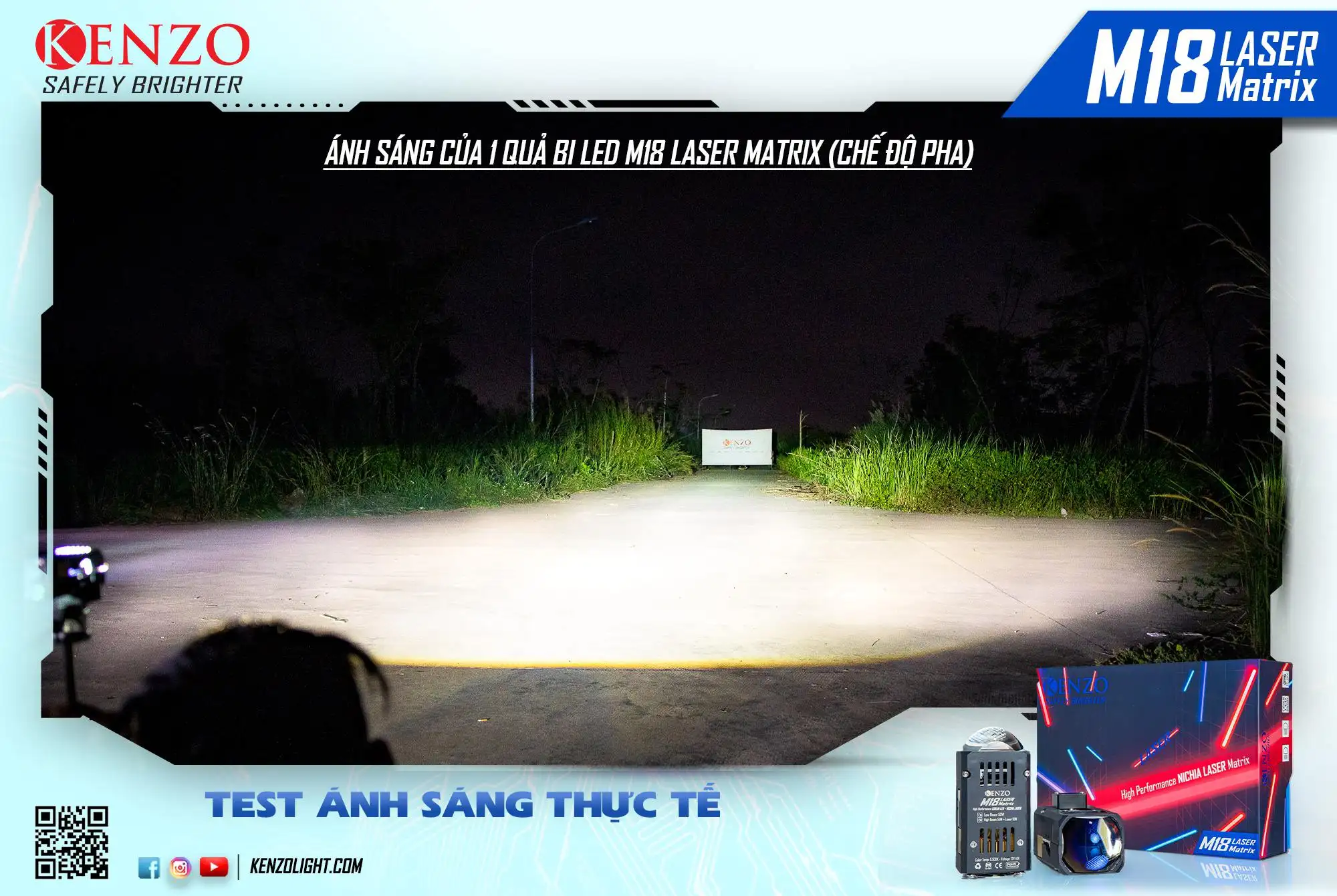 Bi LED Mini Kenzo M18 Laser Matrix – Bi LED Laser Mini Chiếu Xa Vượt Trội