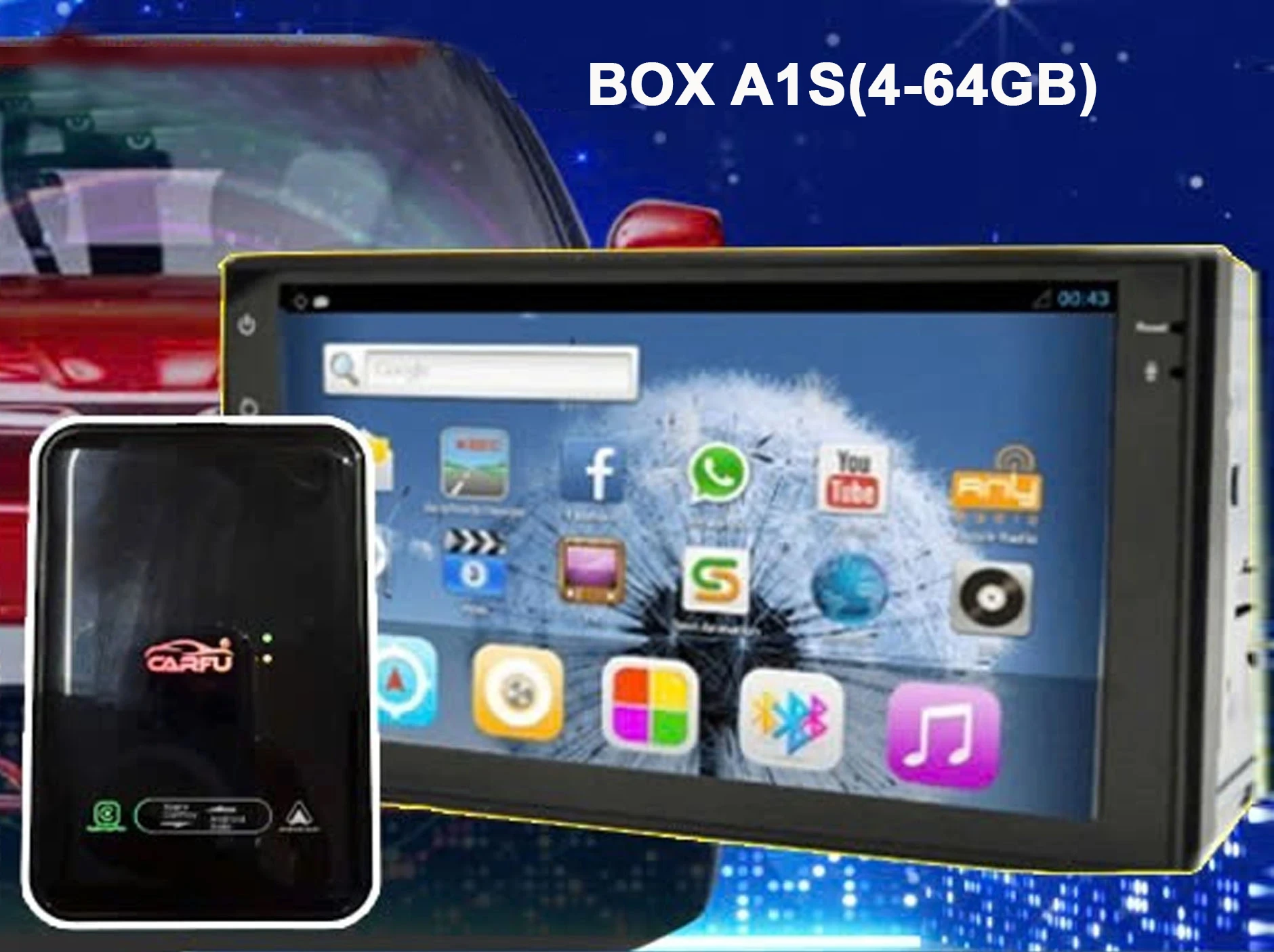 Android Box A1S (4-64Gb) cho xe điện, xe xăng