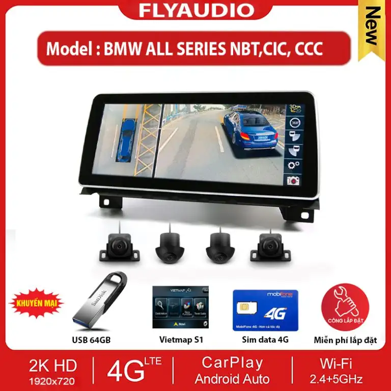 MÀN HÌNH FLY-AUDIO LIỀN CAMERA 360 ĐỘ BMW