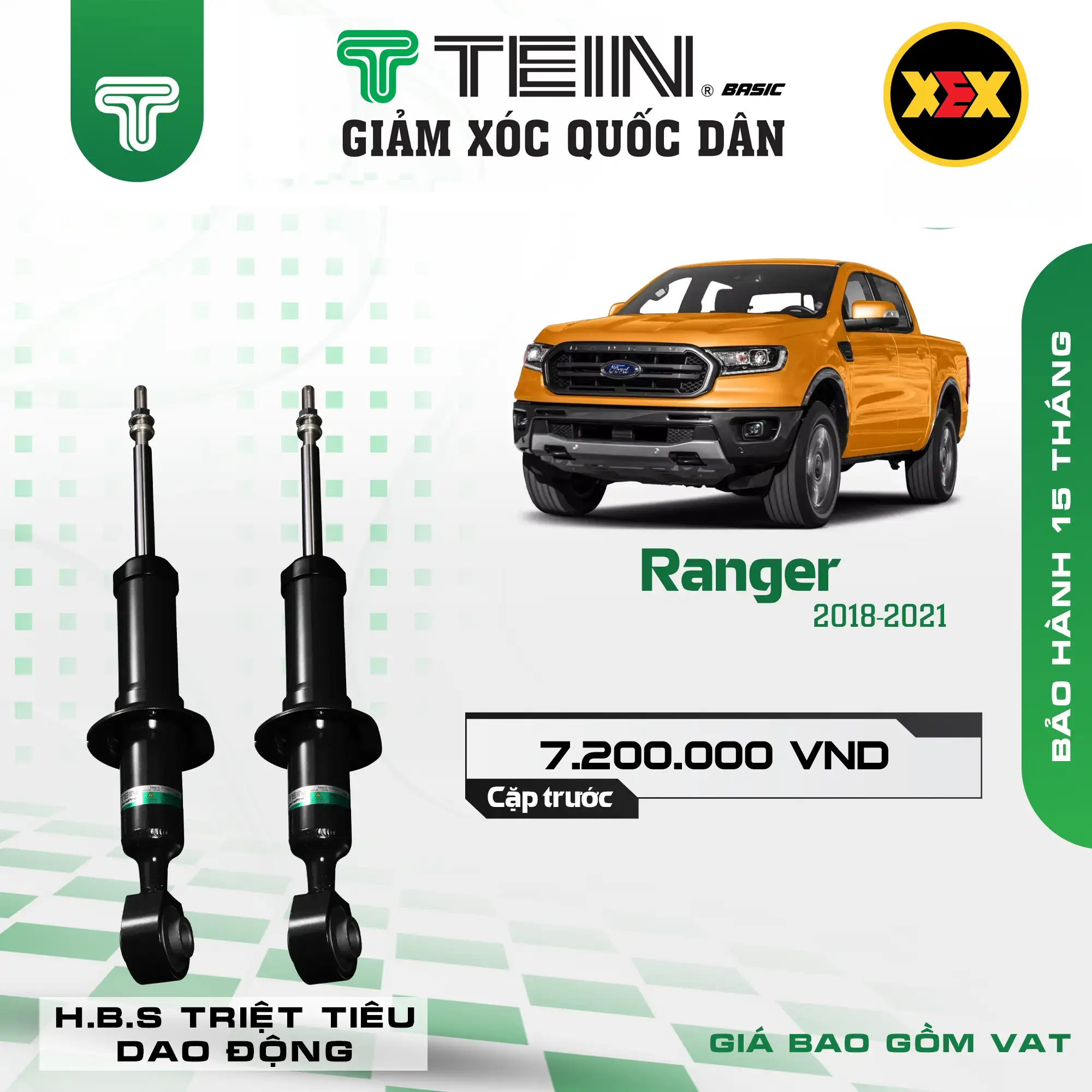 GIẢM XÓC CHO XE FORD RANGER (2019-2021) TEIN BASIC