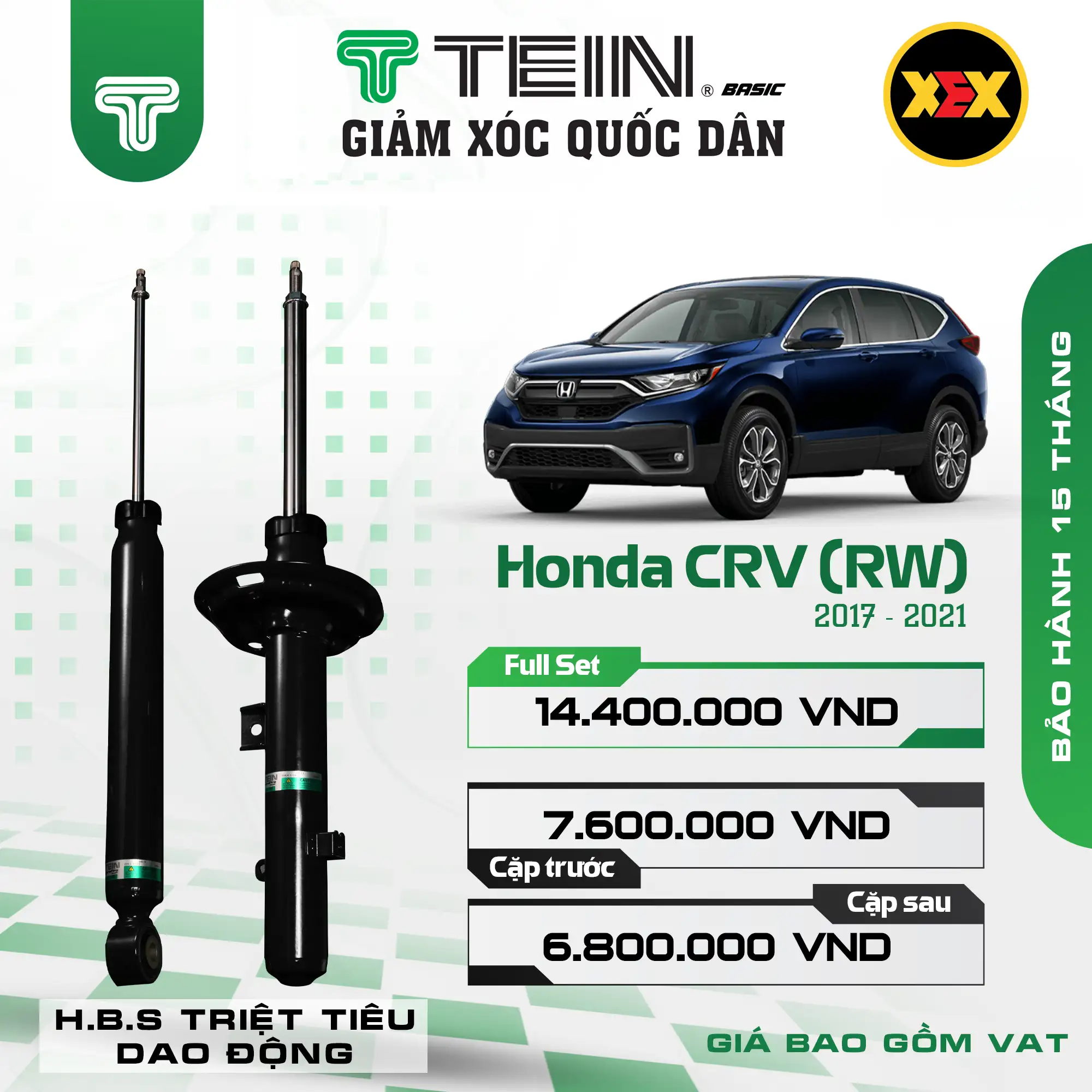 GIẢM XÓC CHO XE HONDA CR-V RW (2017-2021) TEIN BASIC