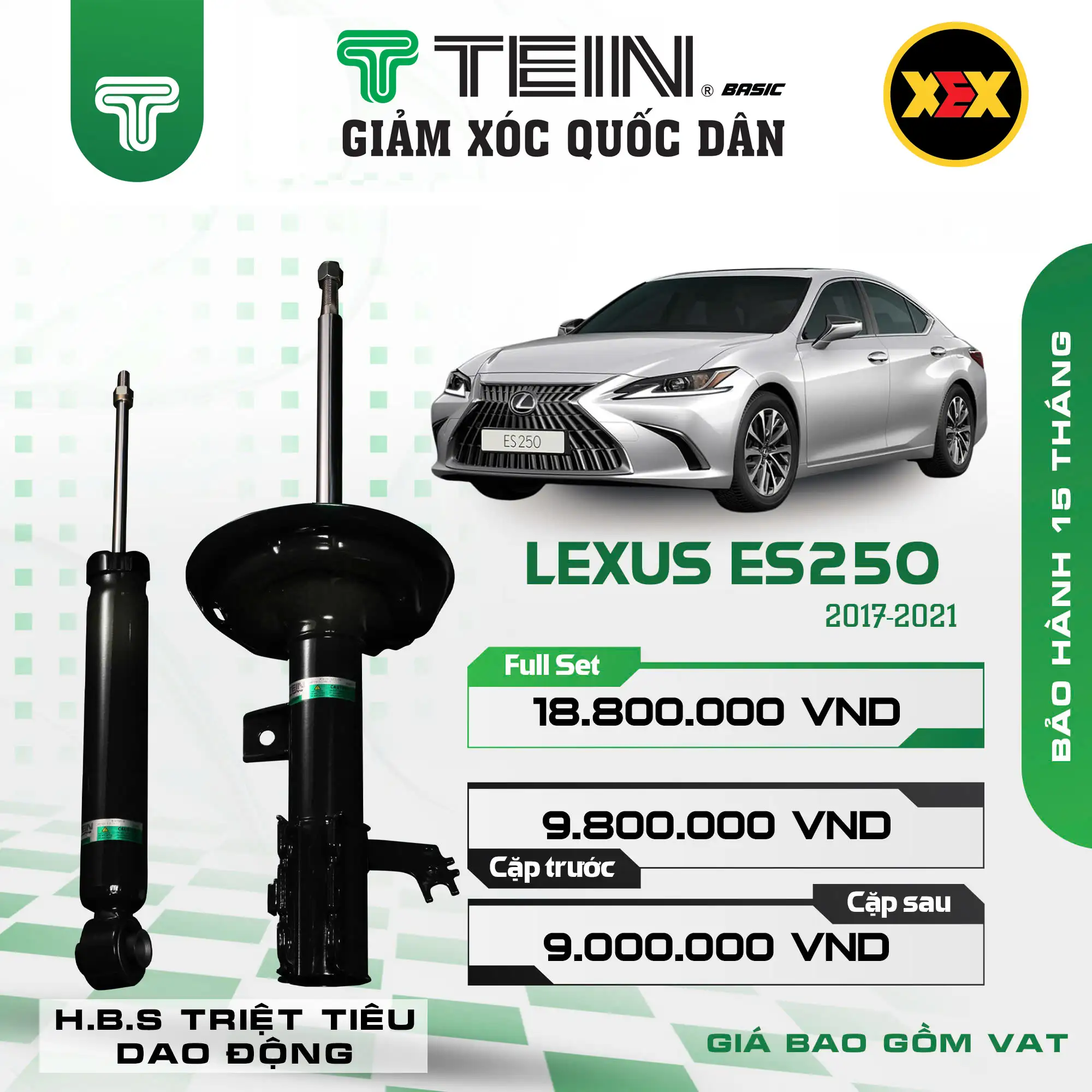 GIẢM XÓC CHO XE LEXUS ES250 (2017-2021) TEIN BASIC