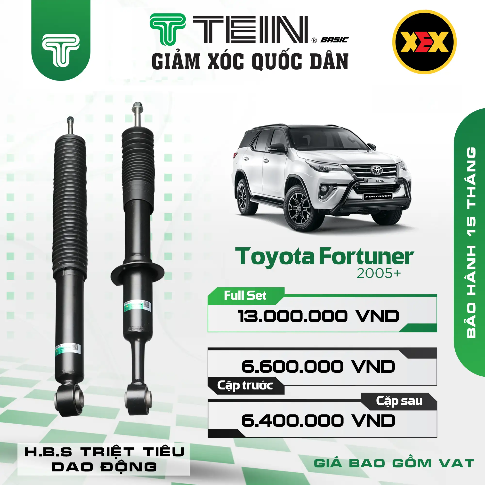 GIẢM XÓC CHO XE TOYOTA FORTUNER (2005+)TEIN BASIC