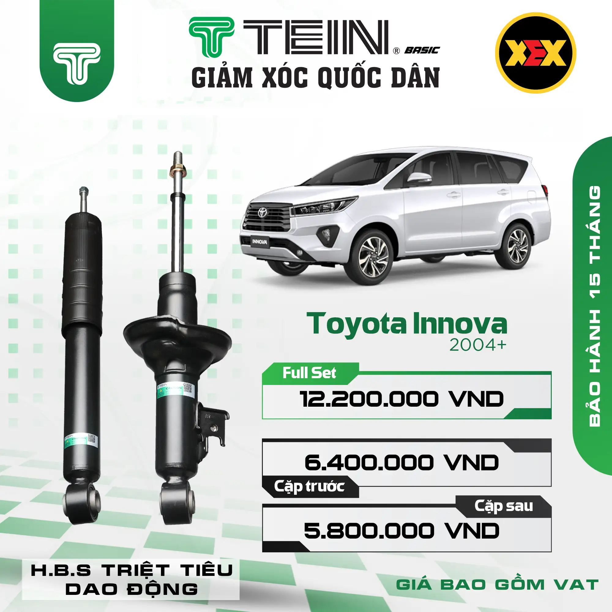 GIẢM XÓC CHO XE TOYOTA INNOVA (2004+) TEIN BASIC