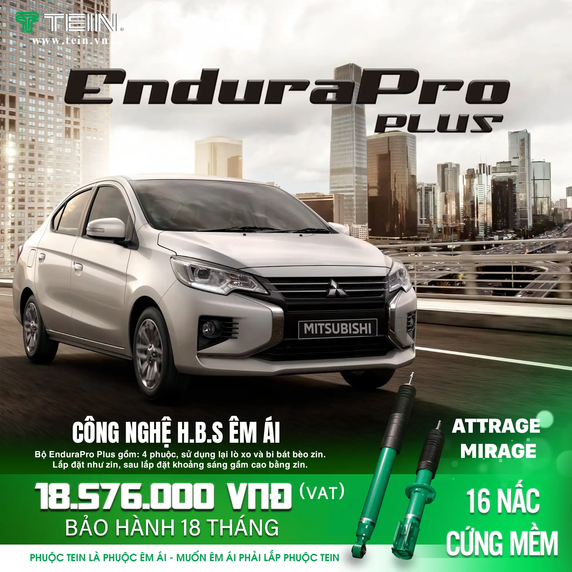 GIẢM XÓC CHO XE MITSUBISHI ATTRAGE (2012+) TEIN ENDURAPRO PLUS