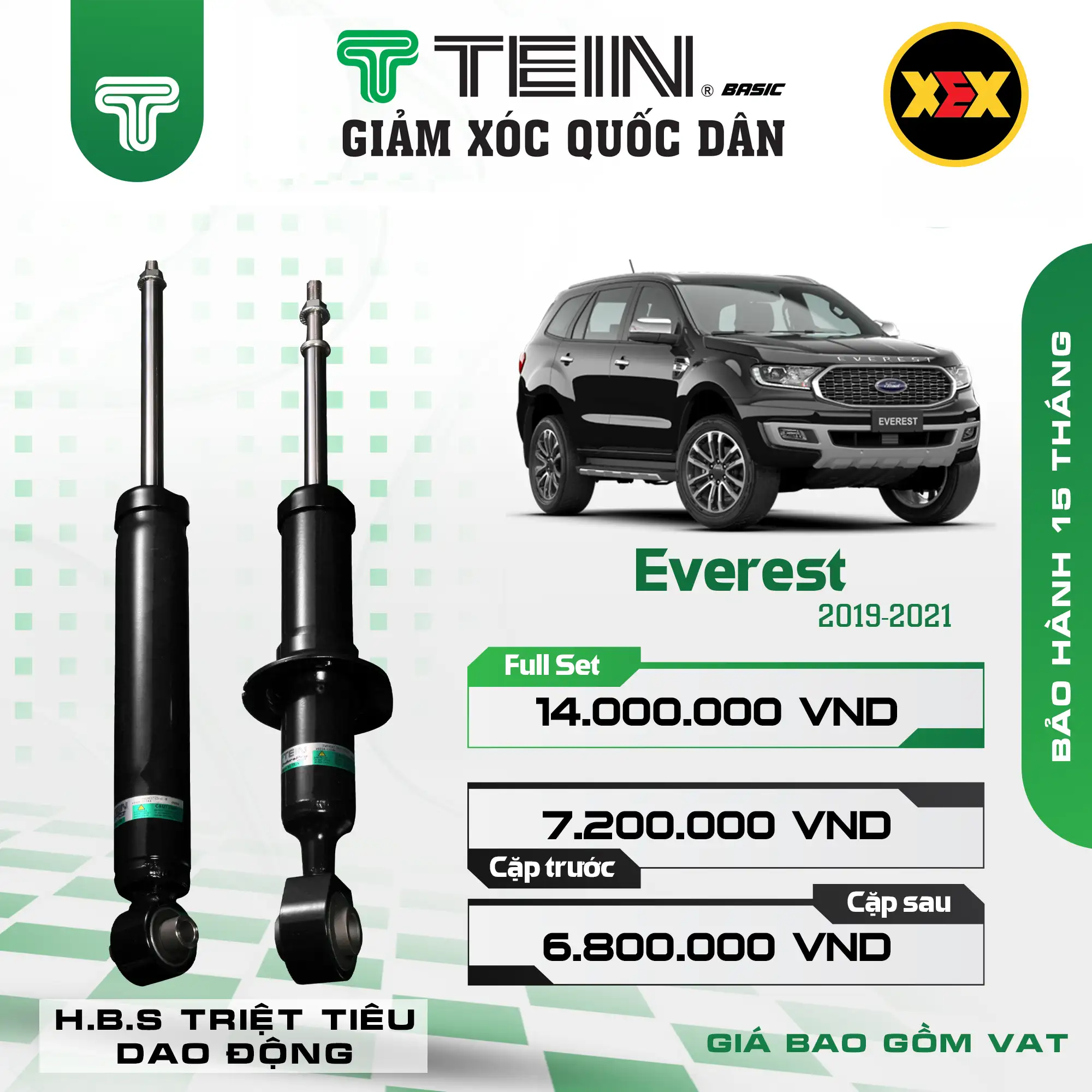 GIẢM XÓC CHO XE FORD EVEREST (2019-2021) TEIN BASIC