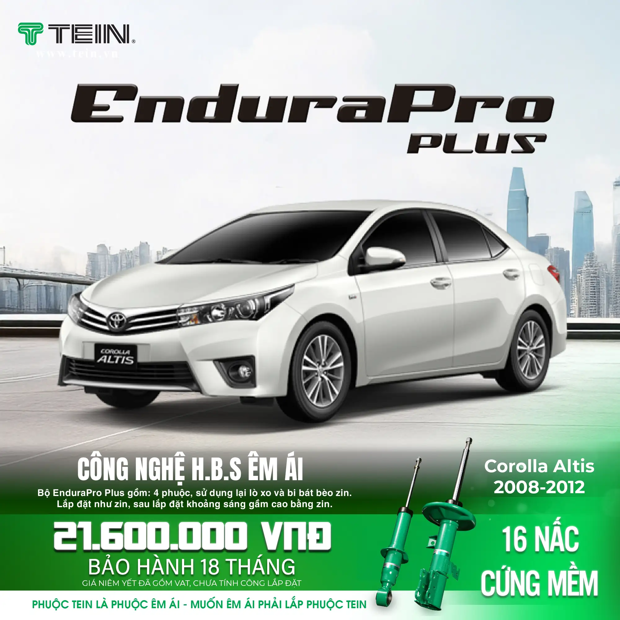 GIẢM XÓC CHO XE TOYOTA COROLLA ALTIS (2008-2012) TEIN ENDURAPRO PLUS