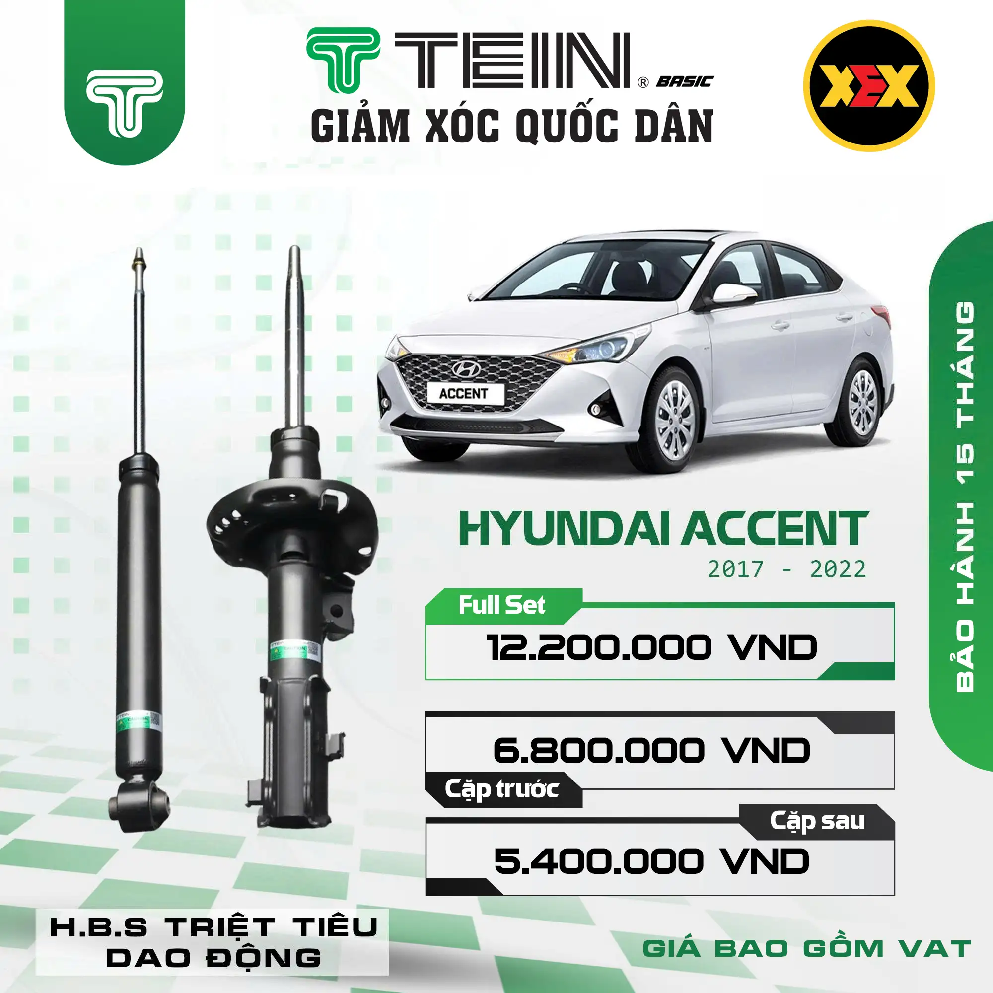 PHUỘC GIẢM XÓC HYUNDAI ACCENT (2017-2022) TEIN BASIC