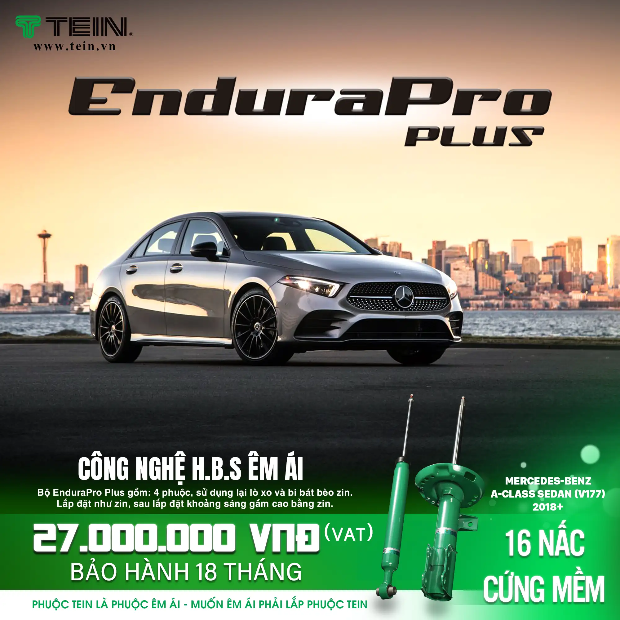 GIẢM XÓC CHO XE MERCEDES A-CLASS SEDAN V177 – A200, A250, A300 (2018+) TEIN ENDURAPRO PLUS