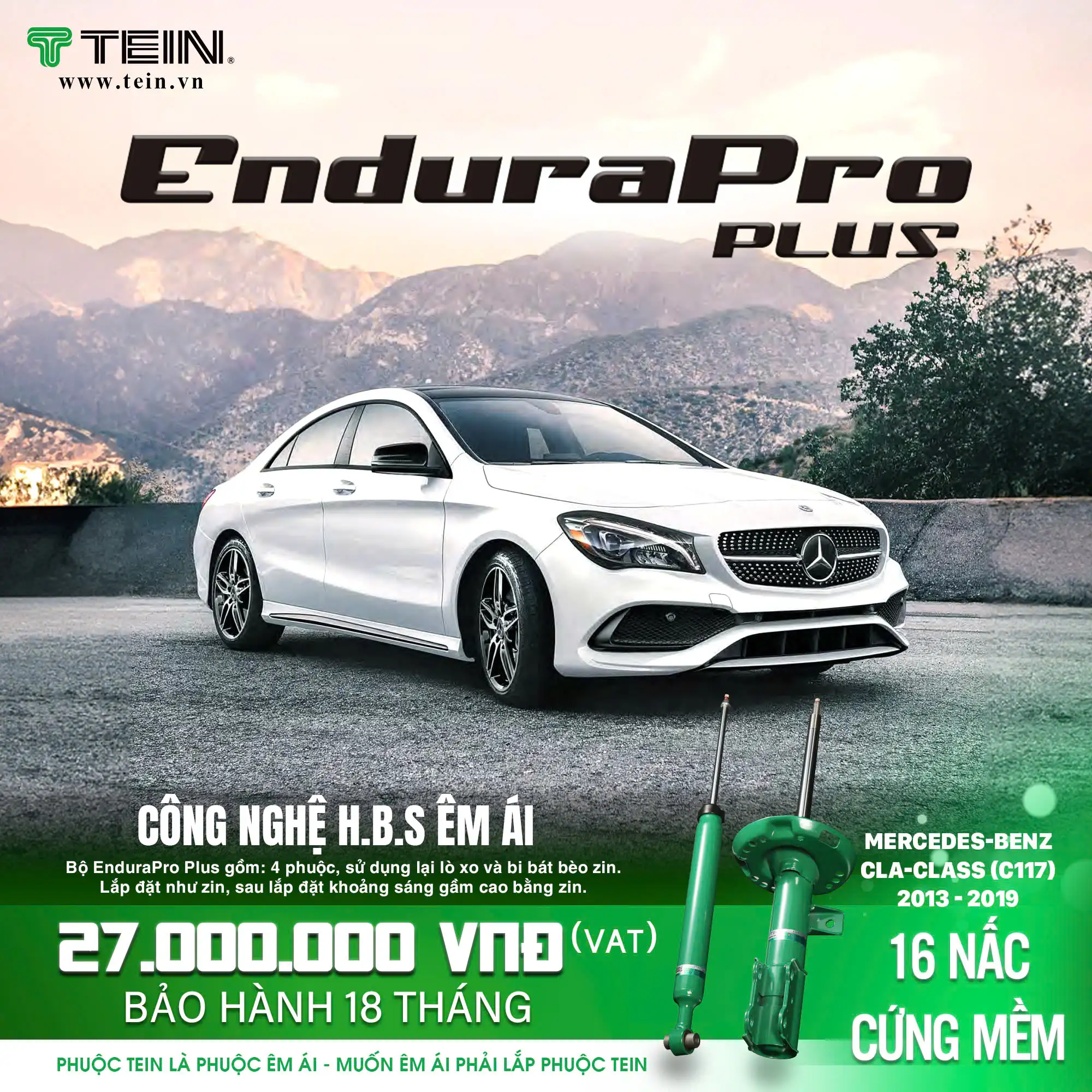 GIẢM XÓC CHO XE MERCEDES CLA-CLASS C177-CLA200, CLA250, CLA300 (2013-2019) TEIN ENDURAPRO PLUS
