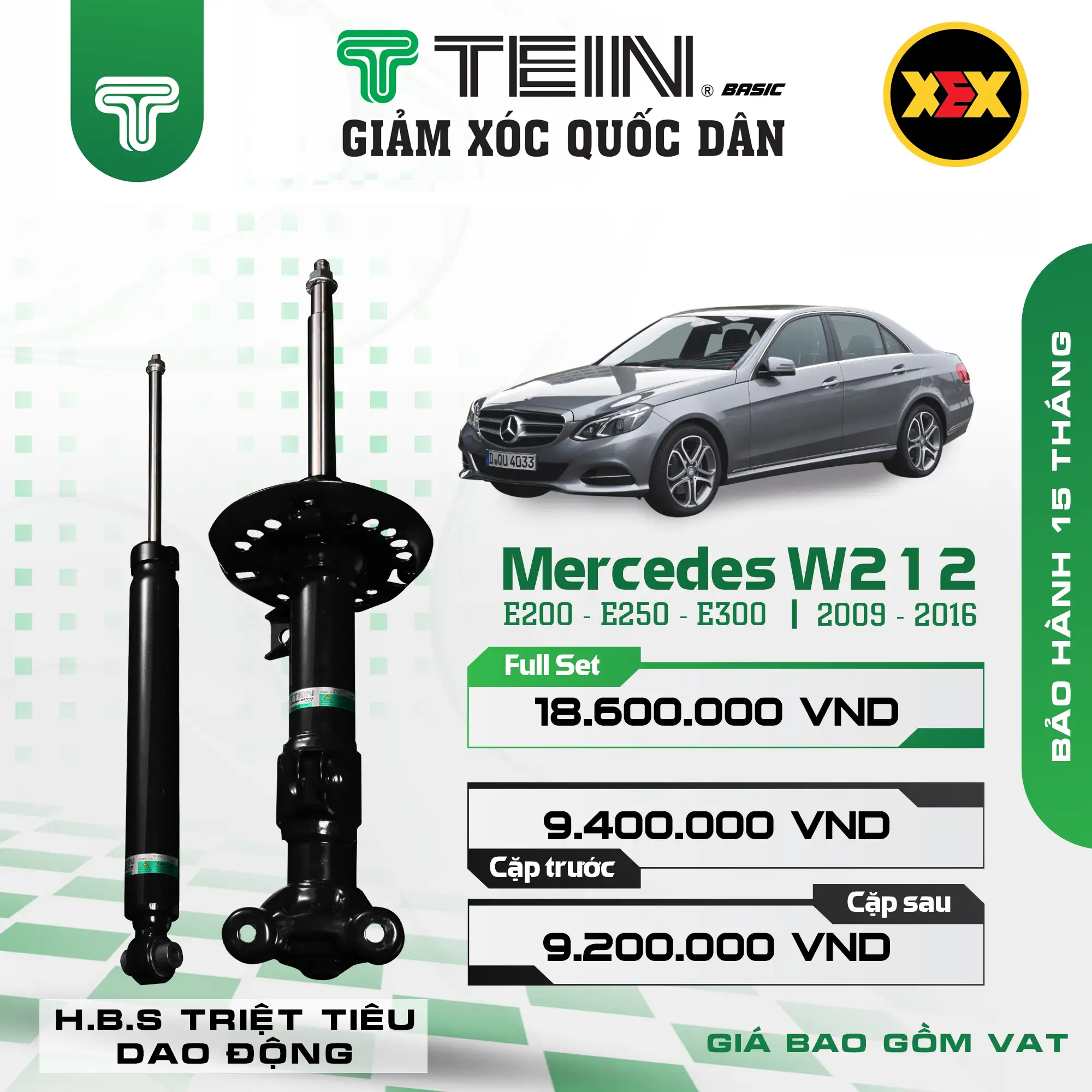 GIẢM XÓC CHO XE MERCEDES E-CLASS W212 – E200, E250, E300 (2009-2015) TEIN BASIC