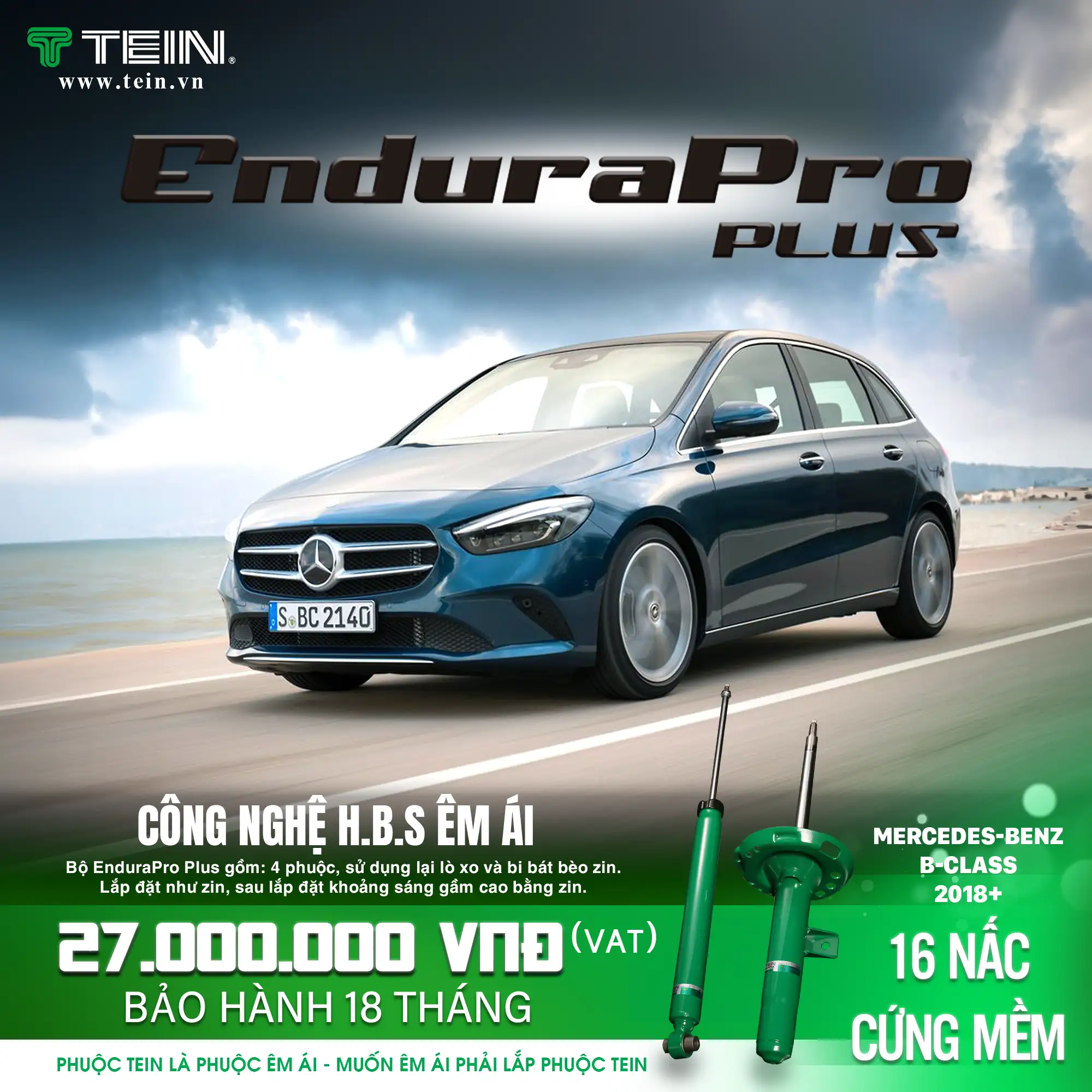 GIẢM XÓC CHO XE MERCEDES GLC-CLASS X253 – GLC200, GLC250, GLC300 (2015+) TEIN ENDURAPRO
