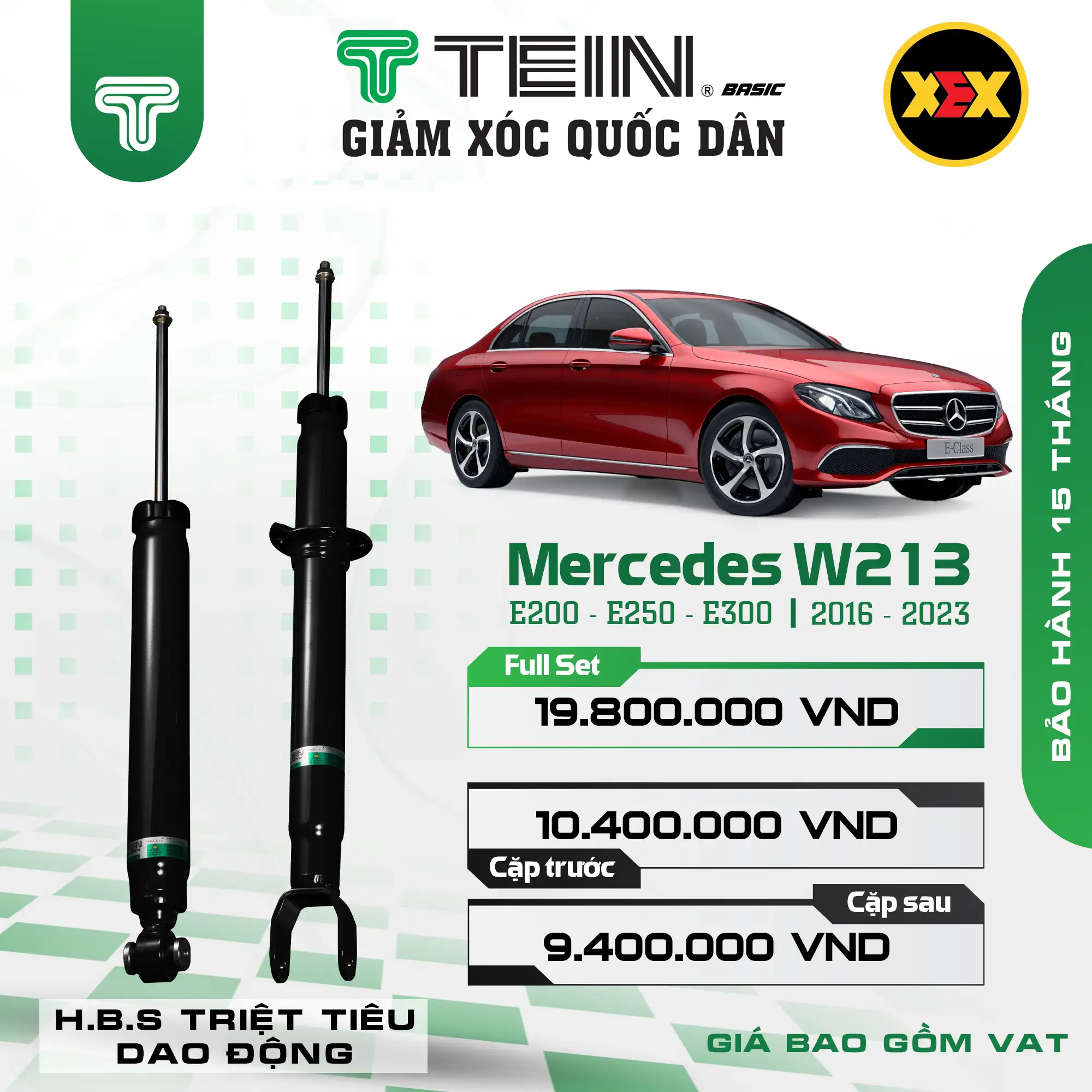 GIẢM XÓC MERCEDES W213 – E200, E250, E300 (2016+) TEIN BASIC