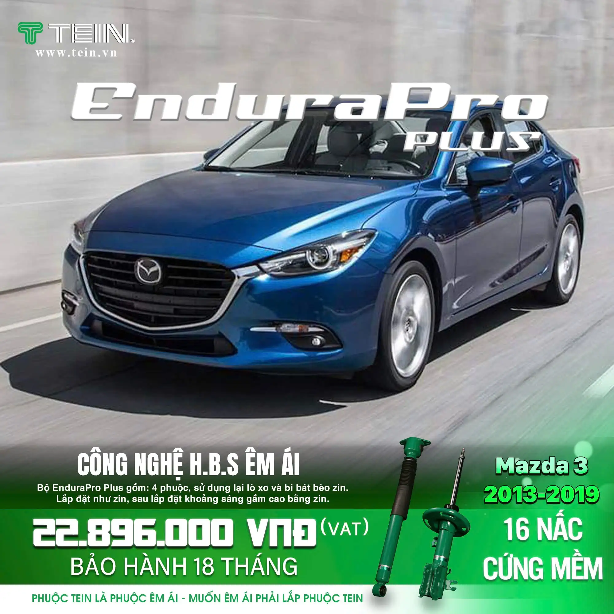 Phuộc Mazda3 (2013 – 2019) – TEIN EndudaPro Plus 16 Nấc điều chỉnh cứng mềm